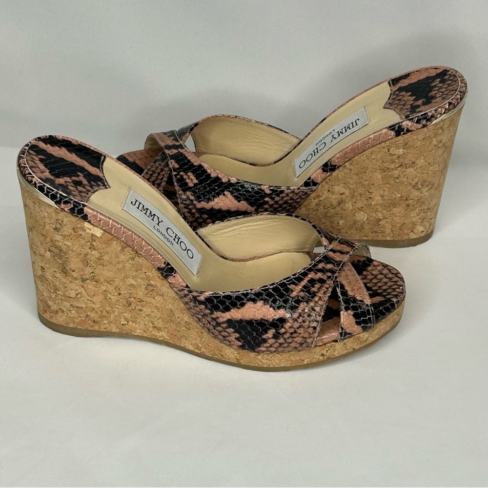Jimmy Choo Almer 80 Snake-Effect Leather Sandals, 7.5, 37 1/2 - Picture 5 of 13